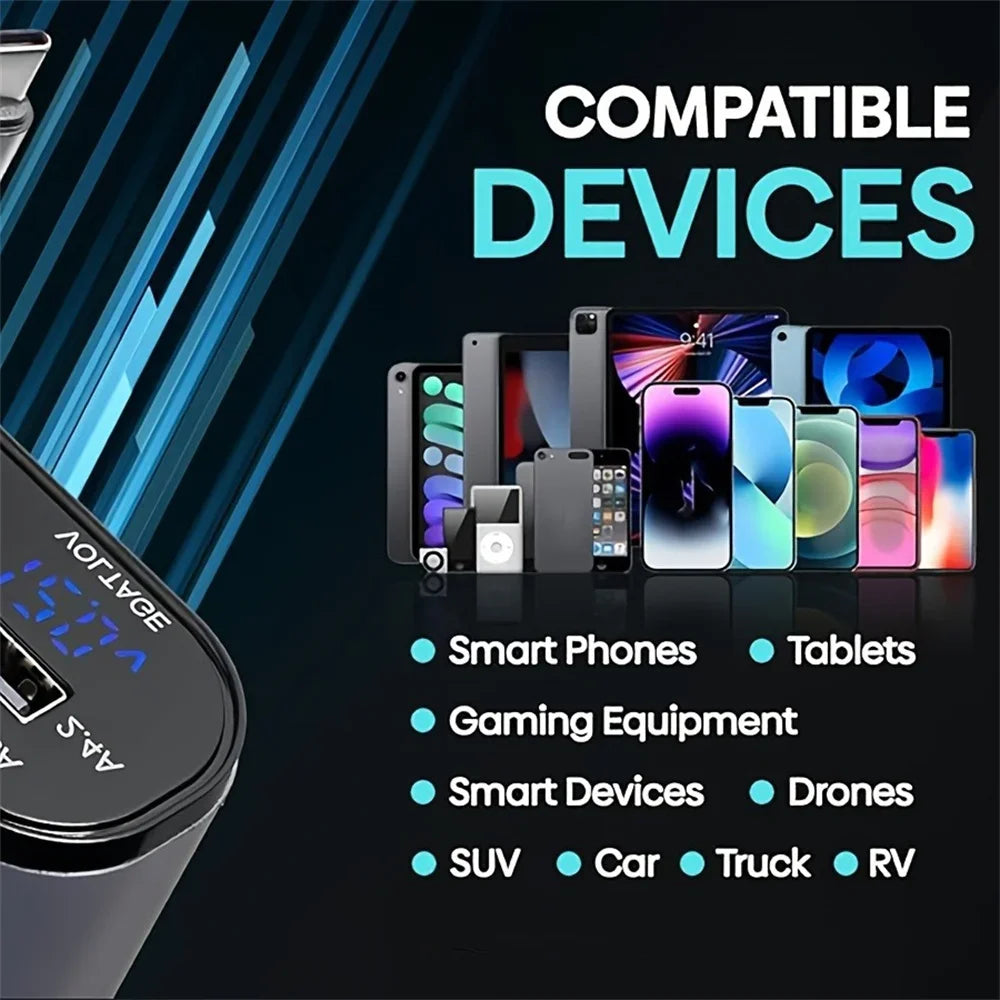 VoltRush 4-in-1 Retractable Car Charger