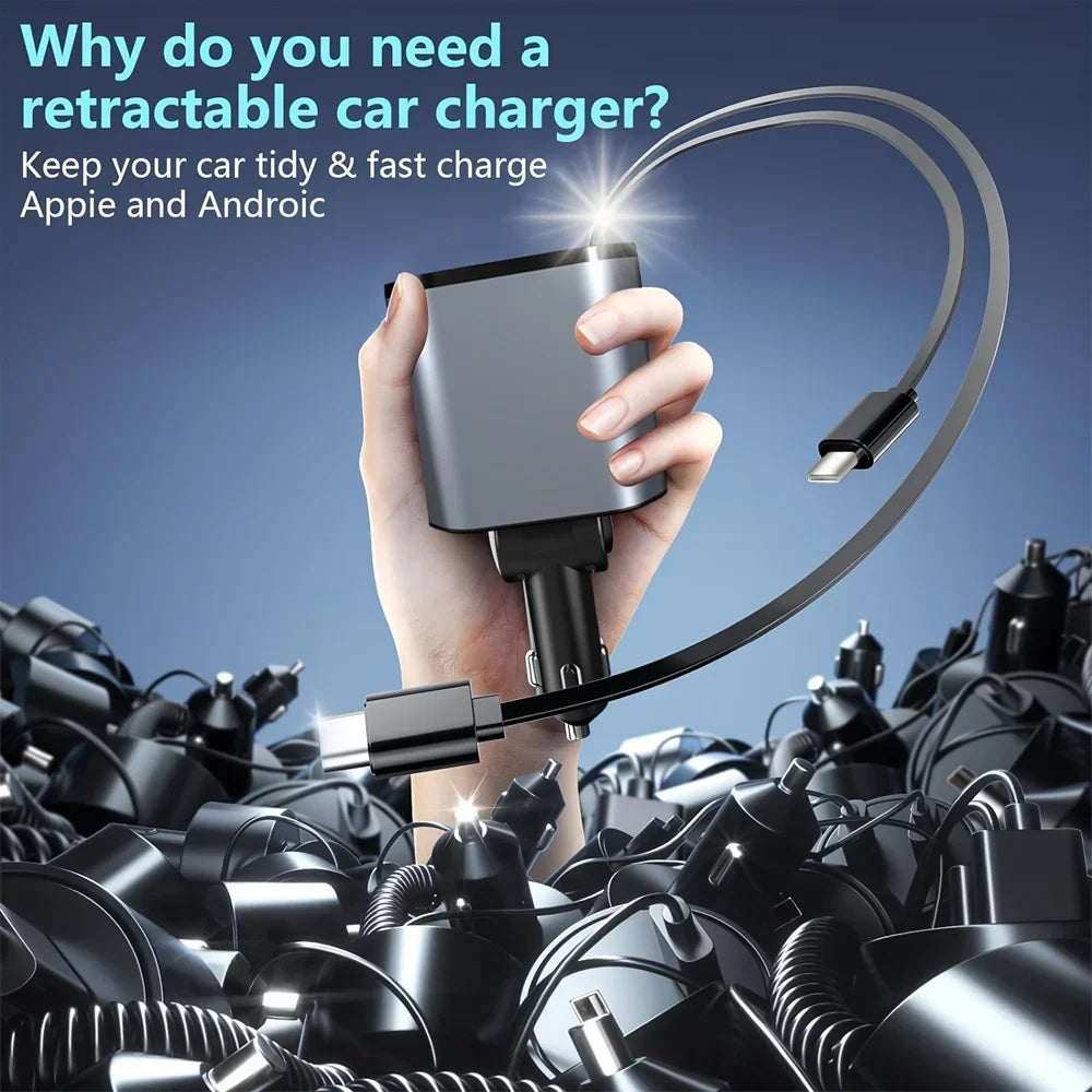 VoltRush 4-in-1 Retractable Car Charger