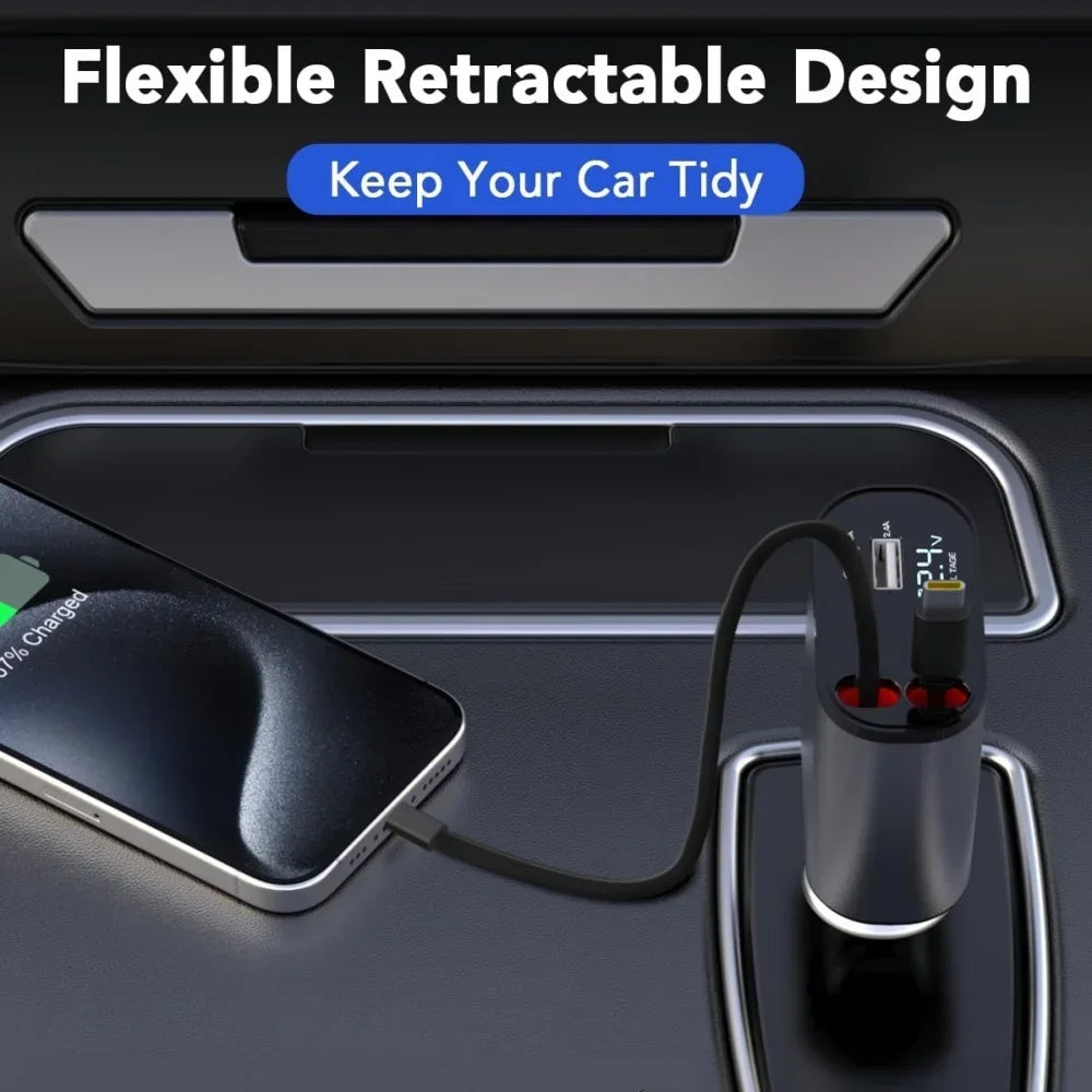 VoltRush 4-in-1 Retractable Car Charger